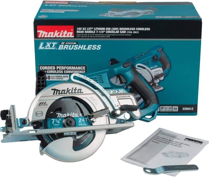 Makita XSR01Z 18V X2 LXT Lithium-Ion 36V Brushless Cordless Rear Handle 7-1/4" Circular Saw, Tool Only (Renewed)