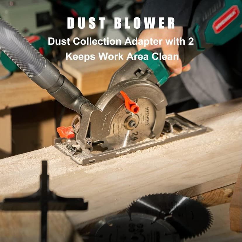 HYCHIKA 6.2A Mini Circular Saw with 3 Blades (4-1/2”), Compact Hand Saw Max 1-7/8" Cutting Depth, 3500RPM, Rubber Handle & 10ft Cord for Wood, Metal, Plastic, Tile