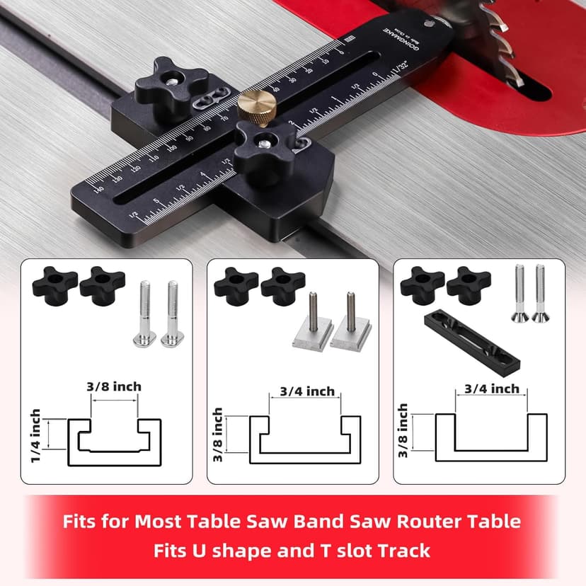 Thin Rip Jig Table Saw Jig Guide for Making Repetitive Narrow Thin Strip Cuts Woodworking Tools Fast Thin Ripping Guide for Table Saw Band Saw Router Table Fits for 3/8" x 3/4" T Slot