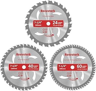3 Pack 7 1/4 Circular Saw Blade 24T&40T&60T Combo, TCT ATB 24T Framing, 40T Ripping & Crosscutting, 60T Finish Saw Blade for Various Wood Cutting, 5/8" Arbor, Fit Dewalt Craftsman Ryobi Milwaukee