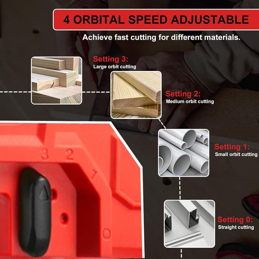 Cordless Jig Saw Compatible with Milwaukee 18V Battery, Brushless Jig Saw with 6pcs Blades, 4 Orbital Sets for Wood, Plastic and Metal Cutting (Tool Only, No Battery)