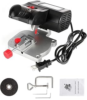 BEAMNOVA Mini Miter Saw Electric Power Table Benchtop Cut-Off Chop Max 45 Degree Cutting for Crafts Miniatures Metal Wood Plastic Compound Cutter