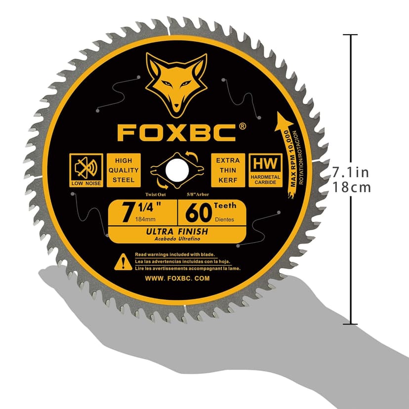 FOXBC 7-1/4" Circular Saw Blade Ultra Fine Finish 60-Tooth, Replacement for Freud Diablo D0760A D0760X, DeWalt DWA171460 Circular Saw Blade