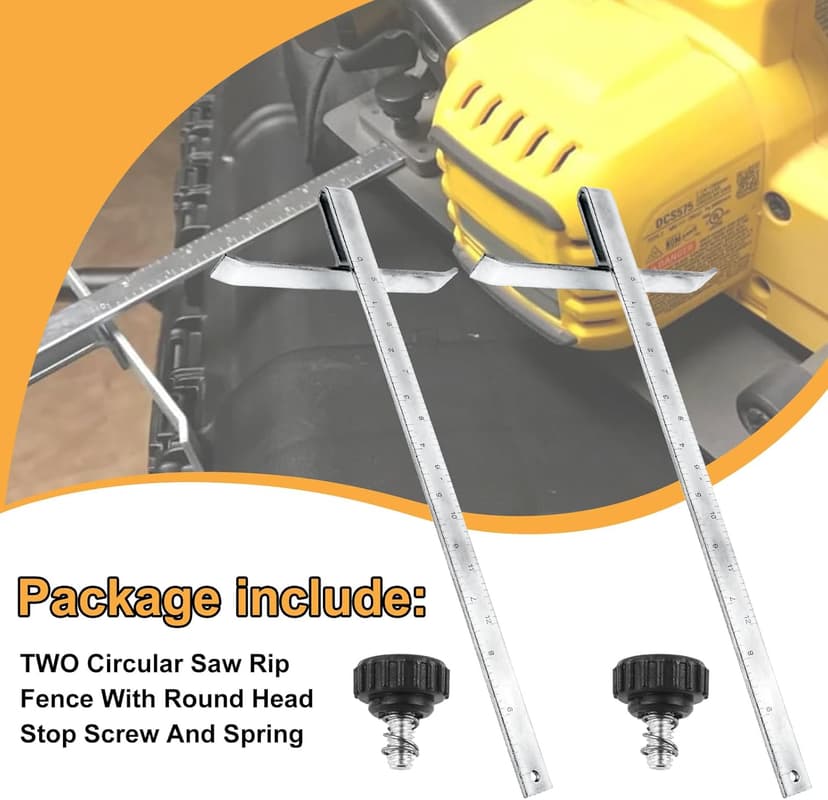DW3278 Circular Saw Rip Fence for DEWALT DCS575, DCS570, DCS577, DWE575 and DWS535 Circular Saw, Cutting Fence for 7-1/4-Inch to 8-1/4-Inch Circular Saws, with Round Head Stop Screw and Spring(2-Pack)