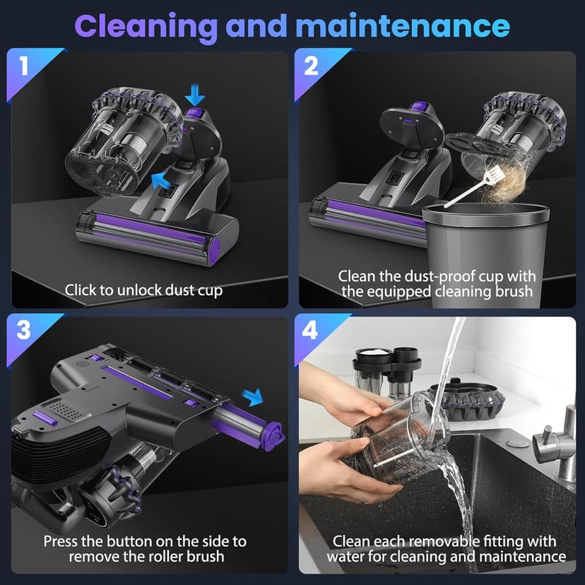Mattress Vacuum Cleaner, 16Kpa Bed Vacuum Vleaner 253.7nm UV-C Light, 145°F Heat, HEPA Filter & Ultrasonic, Versatile Handheld Vacuums for Bed, Sofa, Couch, Crib (Corded,600W)