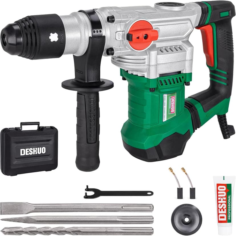 1-1/2" SDS-Max Heavy Duty Rotary Hammer Drill,12.5 Amp 3 Functions Corded Vibration Control Demolition Rotomartillo with Safety Clutch for Concrete,Includes 1 Drill Bits,2 Chisels,Carrying Case