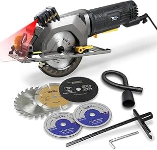 Mini Circular Saw,NEWONE 4.5Amp Electric Circular Saw with 6 Saw Blades,3500RPM,Max Cutting Depth 1-11/16"(90°), 1-1/8"(45°),Circular Saw With Laser for Wood, Soft Metal, Tile and Plastic Cuts