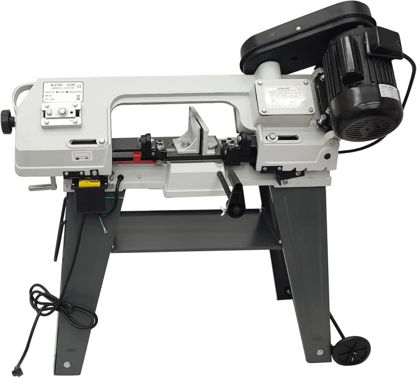 110V Horizontal Vertical Bandsaw 1/2HP 420W Bench Top Metal Cutting Bandsaw Machine with 100x150mm Cutting Capacity Tilting Vise 0-45° Casters Work Light for Metal & Non-Metallic Materials