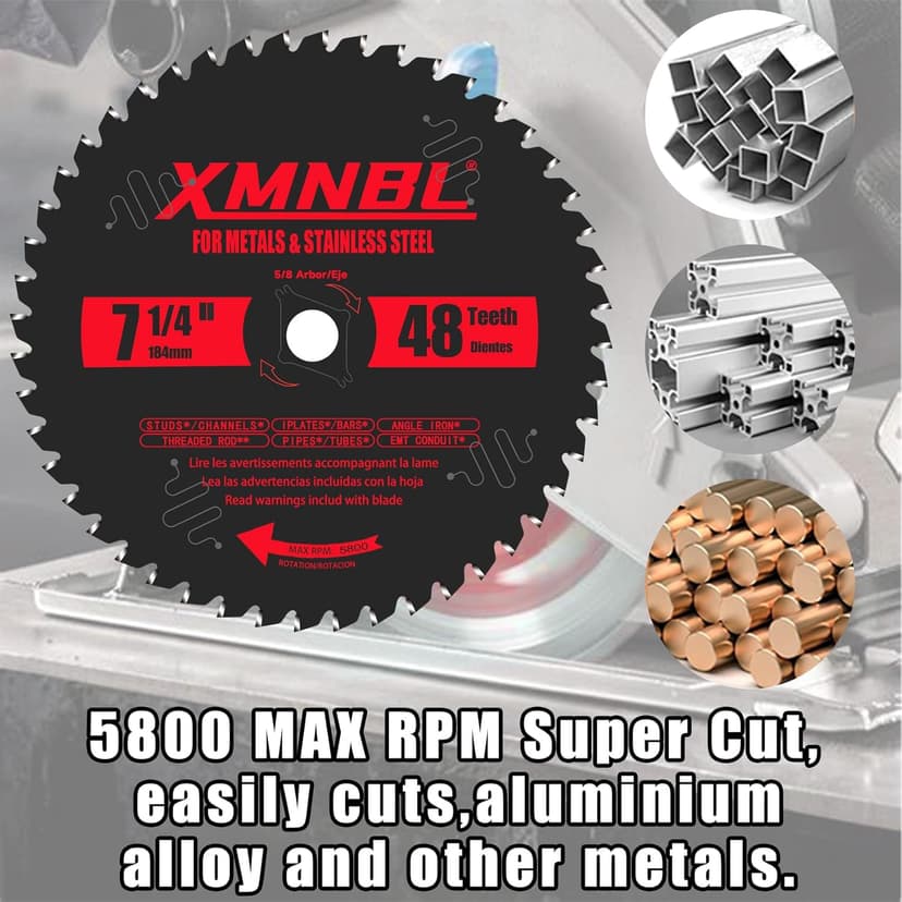 7 1/4 Inch Metal Cutting Saw Blade,Replace for Diablo D0748CF 7 1/4 Inch Metal and Stainless Steel Cutting Saw Blade,Compatible with 7-1/4 Inch Circular Saw,Cermet Carbide,5/8" Arbor,5X Longer Life