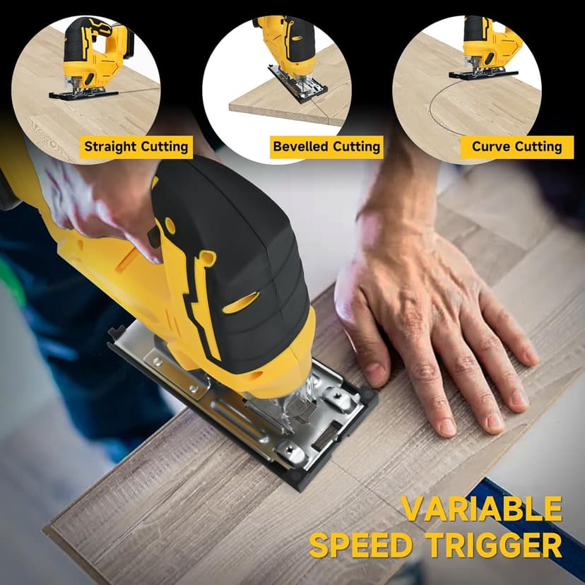 Cordless Jig Saw for DeWalt 20V Battery, Brushless Jigsaw Tool, 0°-45° Bevel Cuts, 3-Position Orbital for Wood/Metal/PVC Cutting (NO Battery)