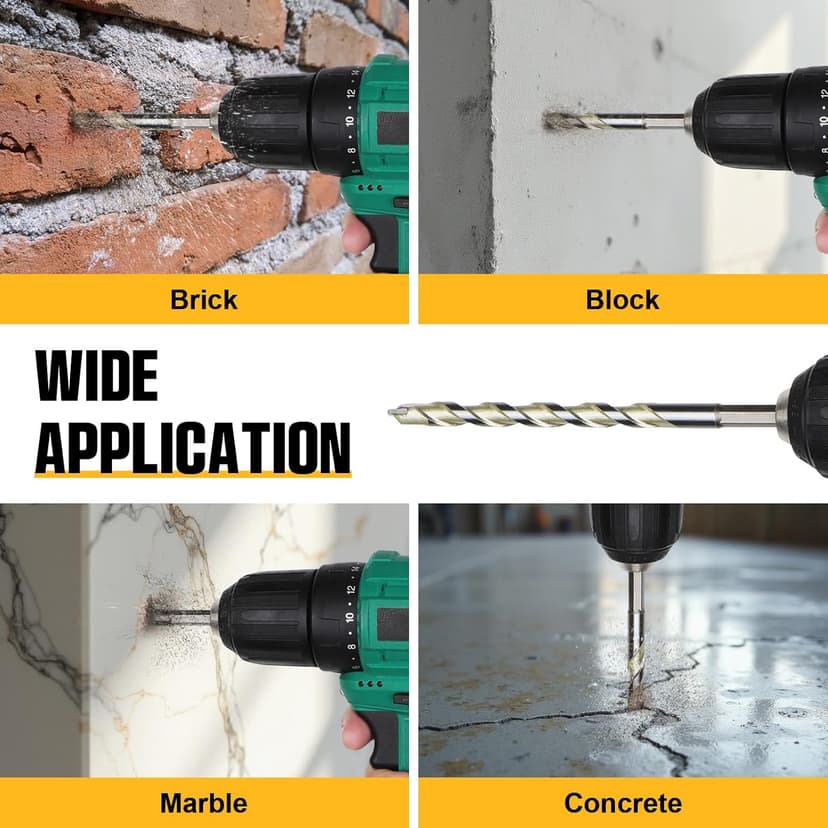 Concrete Drill Bit Set, 8 PCS Masonry Drill Bit Set for Concrete 5/32"-3/8", Industrial Carbide Drill Bits, Shockproof Hex Shank Hammer Drill Bit Set for Cement/Porcelain Tile/Brick/Class/Plastic