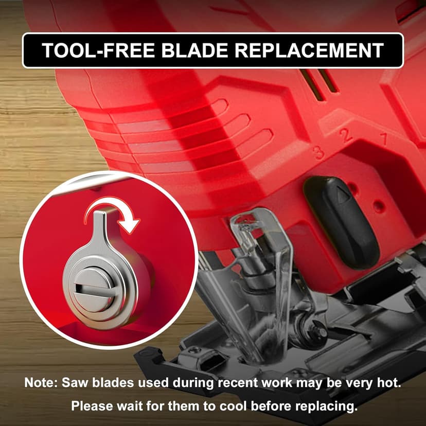 Cordless Jig Saw Compatible with Milwaukee 18V Battery, Brushless Jig Saw with 6pcs Blades, 4 Orbital Sets for Wood, Plastic and Metal Cutting (Tool Only, No Battery)