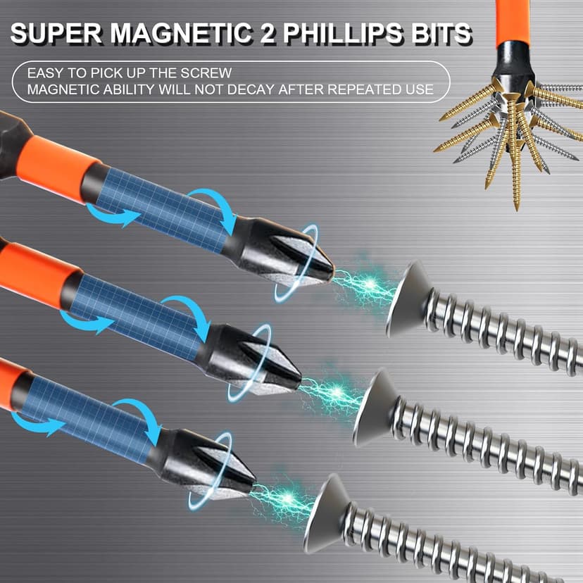 10-Pack Phillips Bits #2 Impact, 2-Inch Magnetic Phillips Head Drill & Screwdriver Bits, PH2 Premium S2 Steel 1/4" Hex Shank for Impact Drivers, Professional & DIY Use