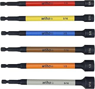Wiha 70486 Color Coded Magnetic Nut Setter SAE 6 Pc. Set