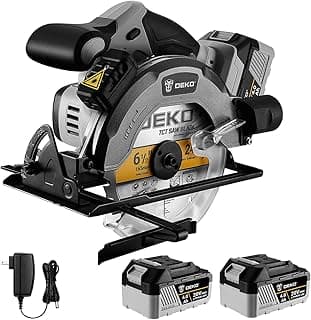 DEKOPRO 20V Cordless Circular Saw, 6-1/2-Inch Blade, 4500 RPM Circular Saw Cordless with 2 Battery and Charger( 4.0Ah )