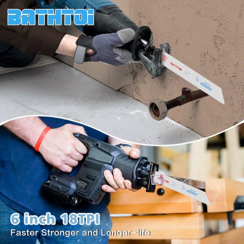 25 Pack 6 Inch 18 Tpi Reciprocating Saw Blades for Sheet Metal, Pipes, Nails Cutting, Profiles Cutting, Bi-Metal Sawzall Blades with 8% Cobalt for Longer Life and Faster Cutting Speed