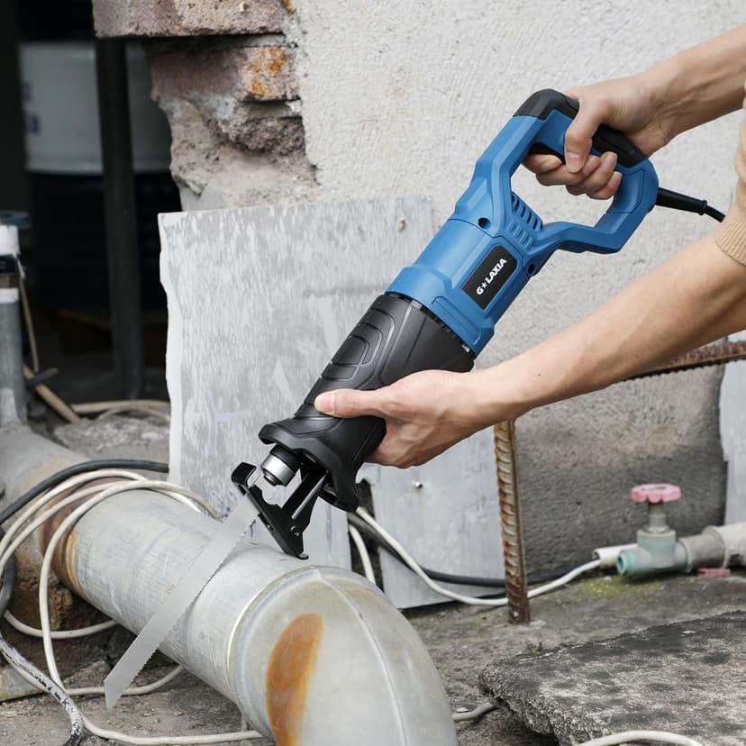 Reciprocating Saw, 6Amp 2800RPM Variable Speed Reciprocating Saw with 4/5"(20mm) Stroke Length, 3Pcs Blades for Wood, Soft Metal, PVC Pipe Cutting