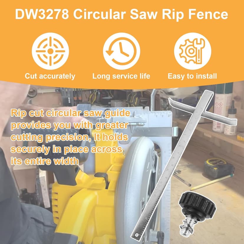 DW3278 Circular Saw Rip Fence for DEWALT DCS575, DCS570, DCS577, DWE575 and DWS535 Circular Saw, Cutting Fence for 7-1/4-Inch to 8-1/4-Inch Circular Saws, with Round Head Stop Screw and Spring(2-Pack)