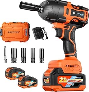 995Ft-lbs (1350N.m) Impact Wrench, 1/2" Cordless Impact Driver, 21V High Torque Power Impact Gun - 2x4.0Ah Batteries, Variable Speeds Impact Motor for Pickup Truck/Family Car (Orange Red)
