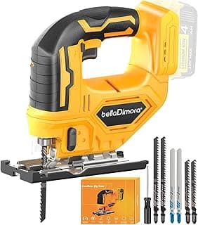 Jig saw compatible with Dewalt 20V Battery (Battery not Included) Cordless Jigsaw with LED Work Light, 0°- 45° Bevel Cuts, 3 Orbital Settings for Straight/Curve/Bevel/Circle Cutting