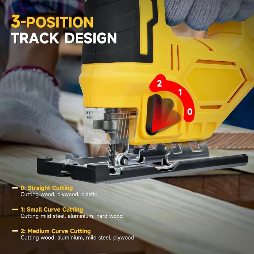 Cordless Jig Saw for DeWalt 20V Battery, Brushless Jigsaw Tool, 0°-45° Bevel Cuts, 3-Position Orbital for Wood/Metal/PVC Cutting (NO Battery)