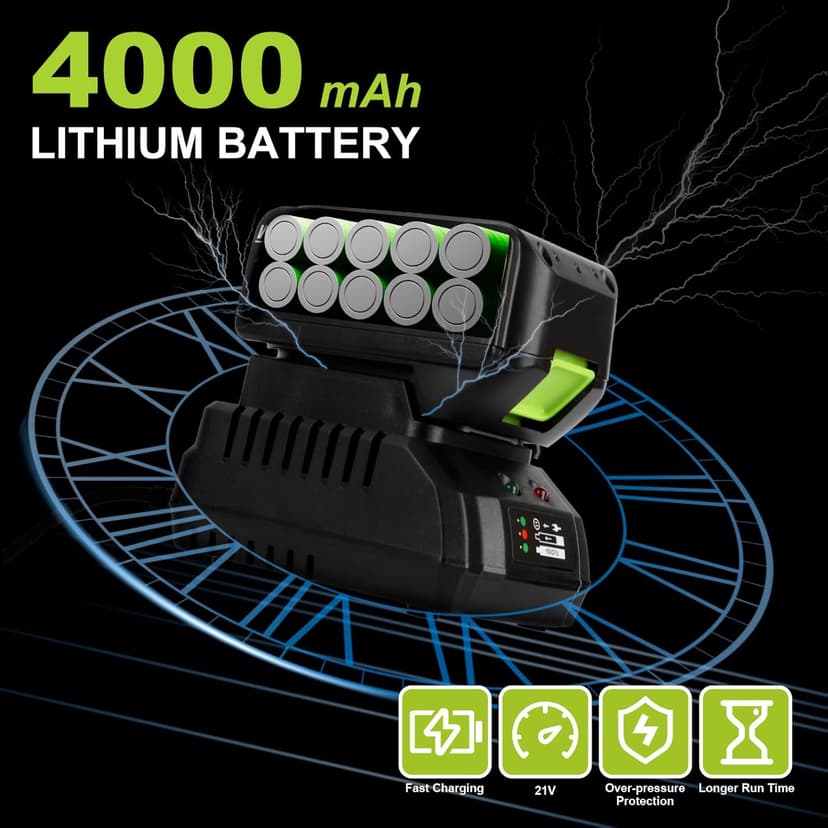 Yougfin Cordless Impact Wrench 1/2 inch for Lug Nuts, 20V Brushless Power Impact Gun Kit 400N.M, 4.0 Ah Battery Powered Impact Driver Heavy Duty, Electric Impact Wrench for Car Home