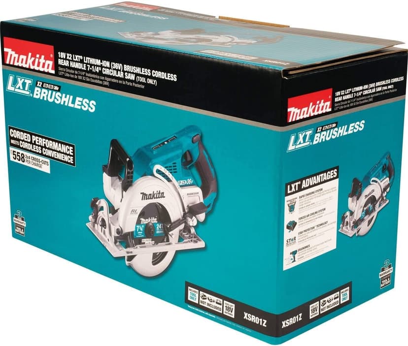 Makita XSR01Z 18V X2 LXT Lithium-Ion 36V Brushless Cordless Rear Handle 7-1/4" Circular Saw, Tool Only (Renewed)