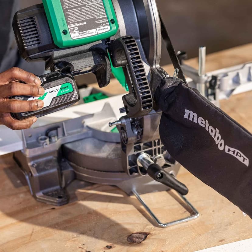 Metabo HPT 18V MultiVolt Cordless 10-Inch Single Bevel Miter Saw, Wide Range of Miter and Bevel Cutting Options, Xact Cut LED Shadow System, Brushless Technology, Tool Body Only, C1810DFAQ4