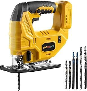 Cordless Jig Saw for De-Walt 20V Battery, 7 Speed Variable Up to 3200RPM, LED Light, 45° Bevel Cuts, 3 Orbital Motions, with Jig Saw Blade for Straight/Curve/Circle Cutting(Battery Not Include)
