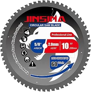 10" Miter Table Saw Blade, TCT Metal Cutting Saw Blades with 60T & 5/8" Arbor, Professional for Iron Steel Aluminum Stainless Steel Ferrous Metals
