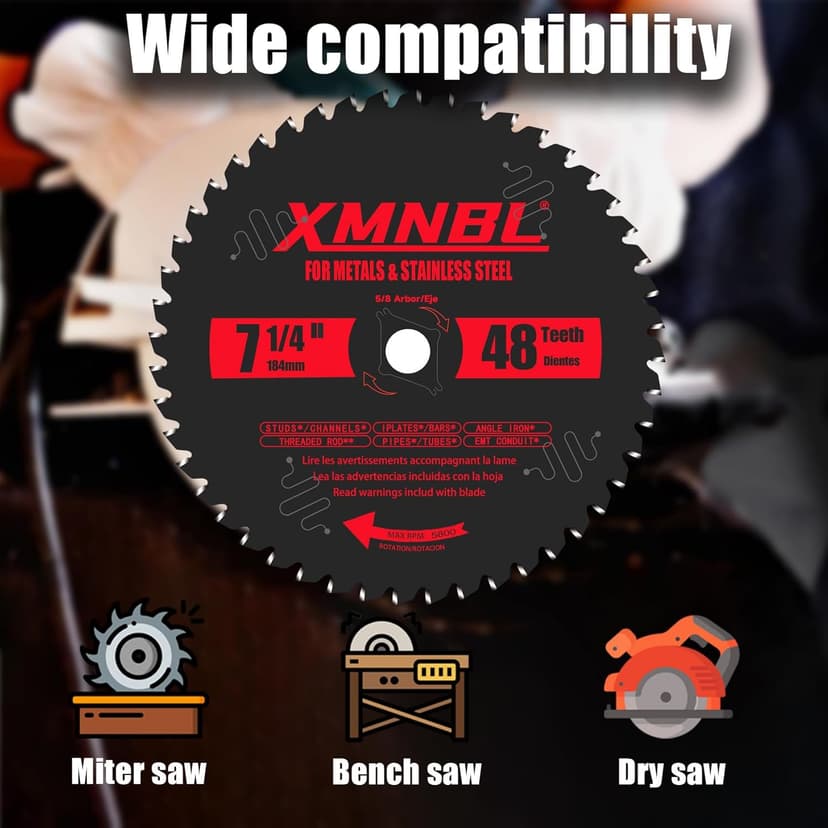 7 1/4 Inch Metal Cutting Saw Blade,Replace for Diablo D0748CF 7 1/4 Inch Metal and Stainless Steel Cutting Saw Blade,Compatible with 7-1/4 Inch Circular Saw,Cermet Carbide,5/8" Arbor,5X Longer Life