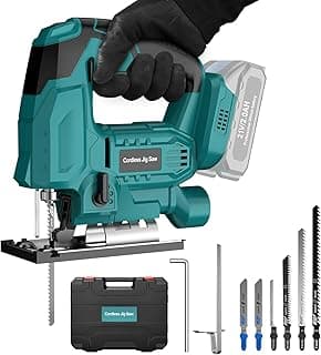 Jigsaw, Cordless Jig Saw Tool for Makita 18V Battery, Varible Speed, with LED Light, 0°-45° Bevel Cuts, 3-Position Orbital Jigsaw for Wood/PVC/Metal Cutting (Tool Only)