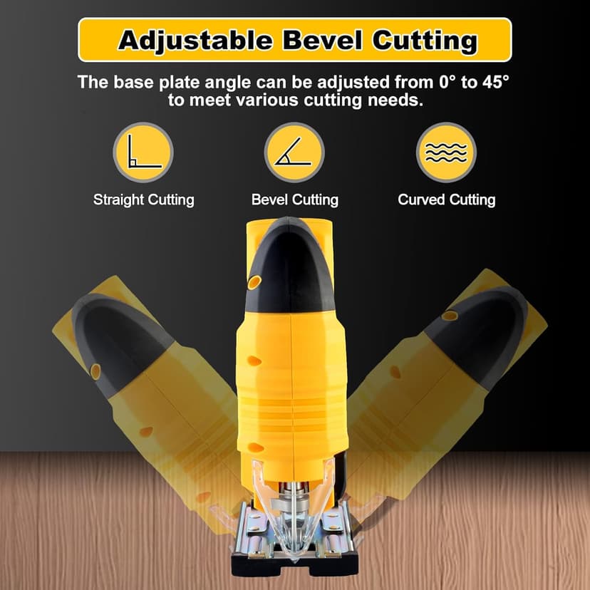 Cordless Jig Saw Compatible with Dewalt 20V Battery, Brushless Jig Saw with 6pcs Blades, 4 Orbital Sets for Wood, Plastic and Metal Cutting (Tool Only, No Battery)