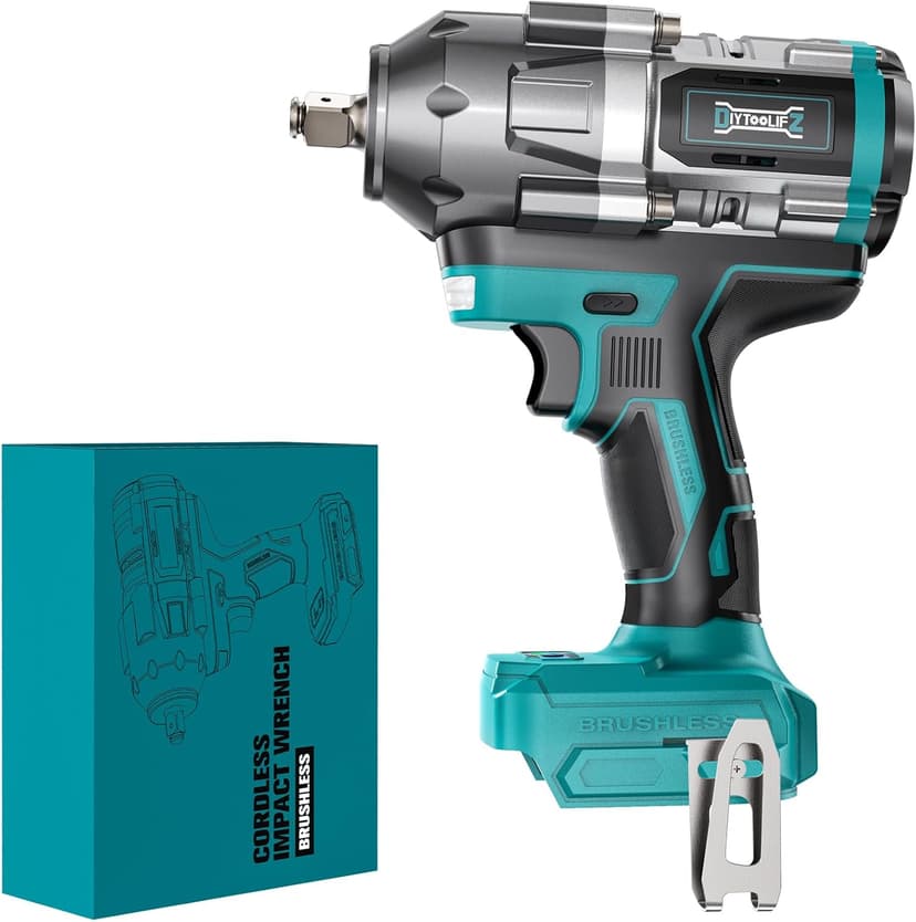 Cordless Impact Wrench 1/2 inch for Makita 18V Battery, 900Ft-lbs Brushless Electric Power Impact Driver Gun Tool, 2100RPM High Torque Impact Wrench with LED Work Light (Tool Only)