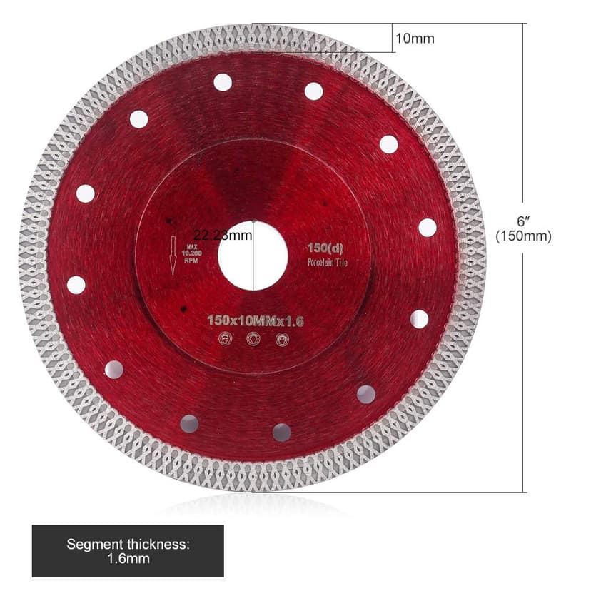 Casaverde 6 inch Porcelain Cutting Blade Diamond Cutting Blade for Granite Marble Ceramic Tiles