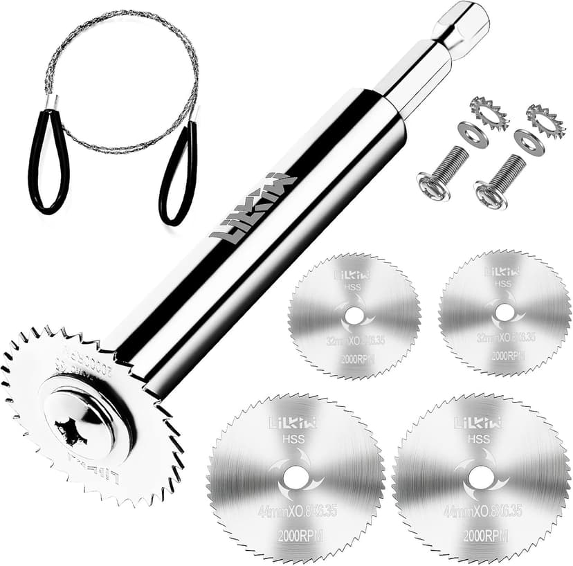 LitKiwi PVC Pipe Inside Cutter(4Pcs Saw Blades) with 1/4" Hex Shank,Plumbing Inside Cutter Internal Plastic Pipe Cutter,1-1/4" & 1-3/4" Or Larger Diameter, with Wire Saw