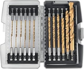 Pro Edge 24 Pcs Hex Shank Drill Bit Set for Impact Driver, Anti-Walking 135-Degree Tip, HSS Twist Titanium Drill Bits for Metal, Steel, Wood Plastic, with Storage Case (1/16"-1/2")