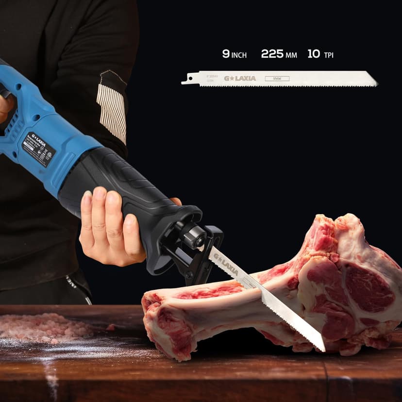 Reciprocating Saw, 6Amp 2800RPM Variable Speed Reciprocating Saw with 4/5"(20mm) Stroke Length, 3Pcs Blades for Wood, Soft Metal, PVC Pipe Cutting