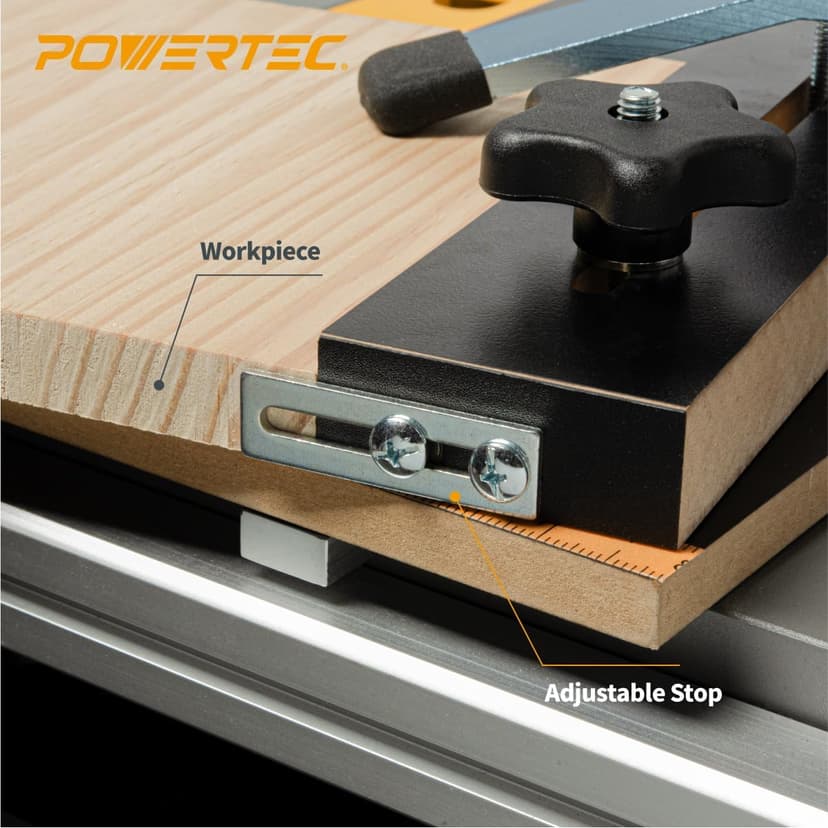 POWERTEC 71395 Taper/Straight Line Jig for Table Saws with 3/4” Wide by 3/8” Deep Miter Slot