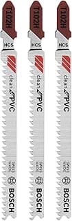 Bosch T102H 3-Piece 3 In. 10 TPI Clean for PVC High Carbon Steel Jig Saw Blades