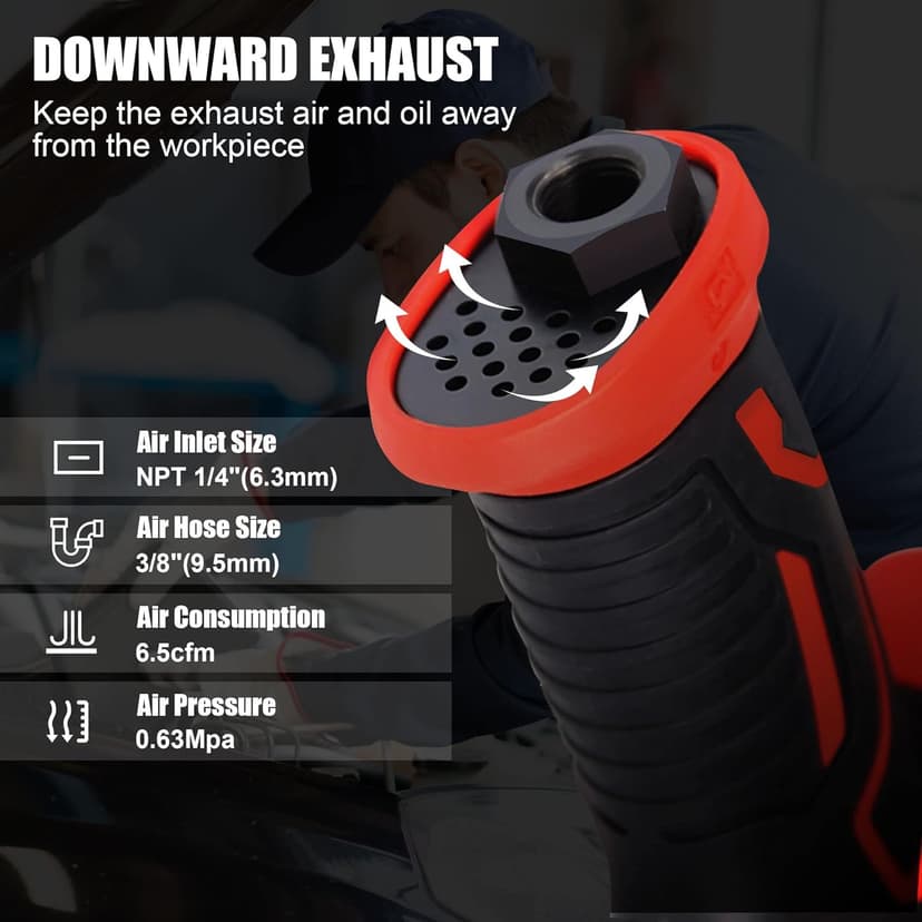 XIIW 1/2 Inch Air Impact Wrench, Max Torque 1560 ft-lbs, lightweight 4.4 lb Design, Heavy Duty 8000RPM 1/2 Air Impact Gun Driver, Twin Hammer Pneumatic Tool for Automobile Repair