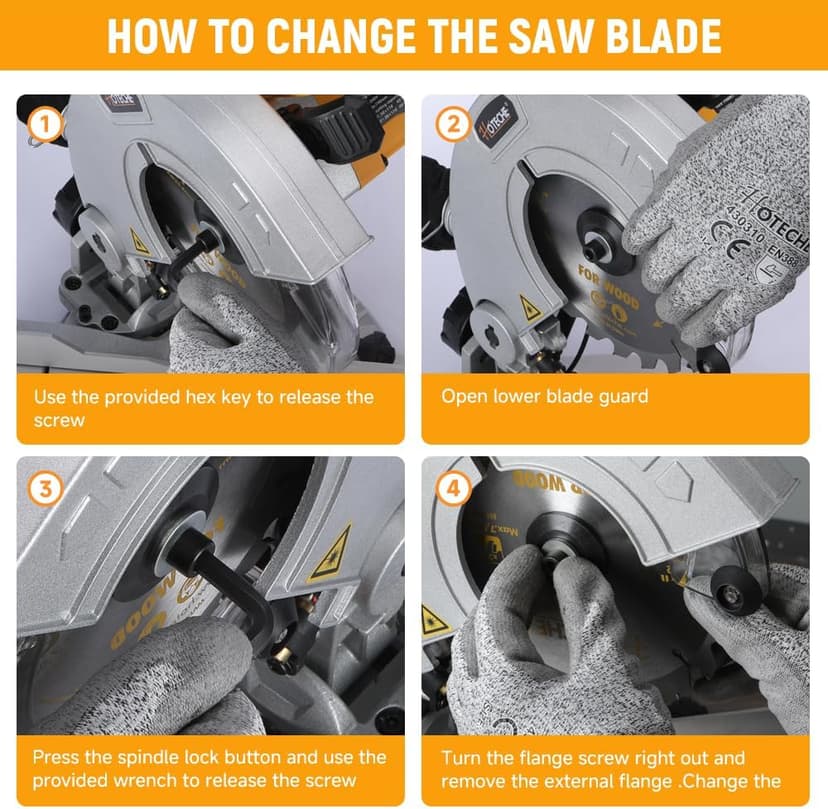 Hoteche 7-1/4-Inch Miter Saw 7.5A Compound Single Bevel Chop Saw with Laser and Blade for Wood and Metal Working