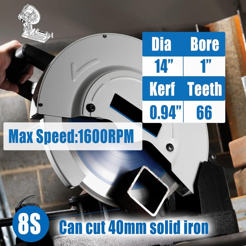 14 Inch Metal Steel Cutting Saw Blade,Replacement for Evolution 14 Inch Chop Saw Blade for Evolution S14CPS,S15CPS,S355MCS,S355CPS,S380CPS|Metal Cutting Saw,66Teeth Mild Steel Cermet Blade