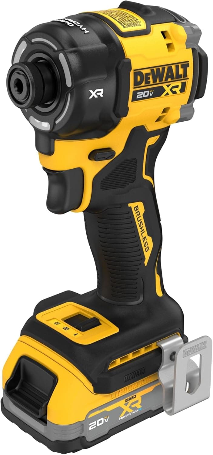DEWALT 20V MAX XR 1/4 Inch Quiet Hydraulic Cordless Impact Driver Kit with POWERSTACK Battery and Charger (DCF870E1)