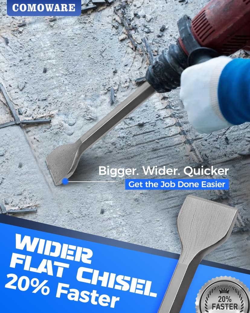 COMOWARE Rotary Hammer Drill Bits Set & Chisels- SDS Plus Concrete Masonry Hole Tool 17pcs with Storage Case