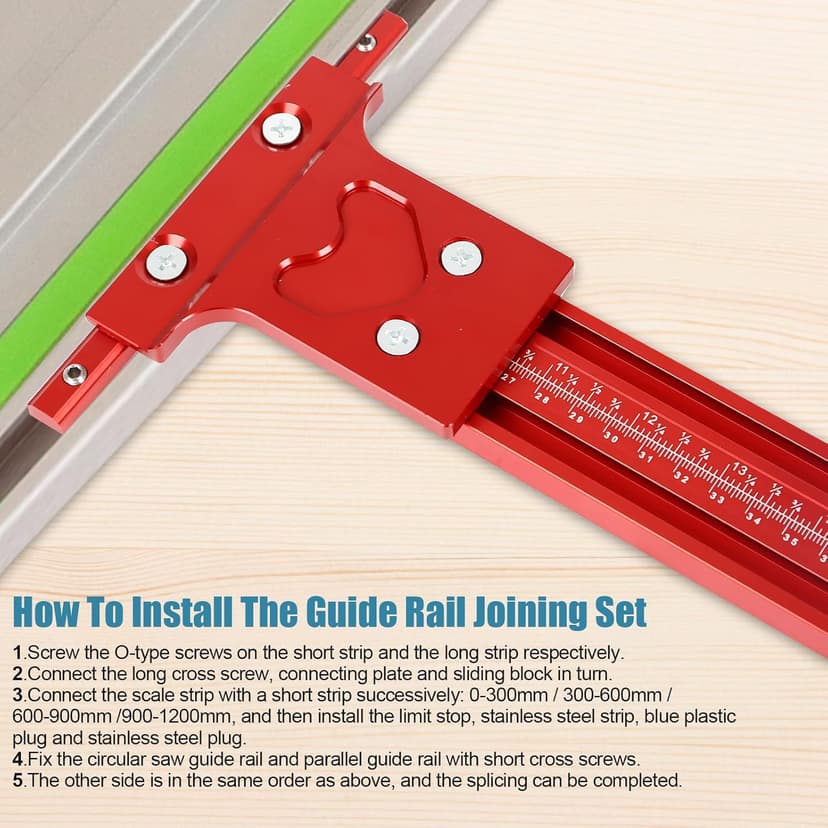 Parallel Rail Guide System (Updated Version), Woodworking Track Saw Guide Rail Joining Set Aluminium Alloy Circular Saw Track Set Fixed Guide Rail Bracket Universal T-Track Auxiliary Tool