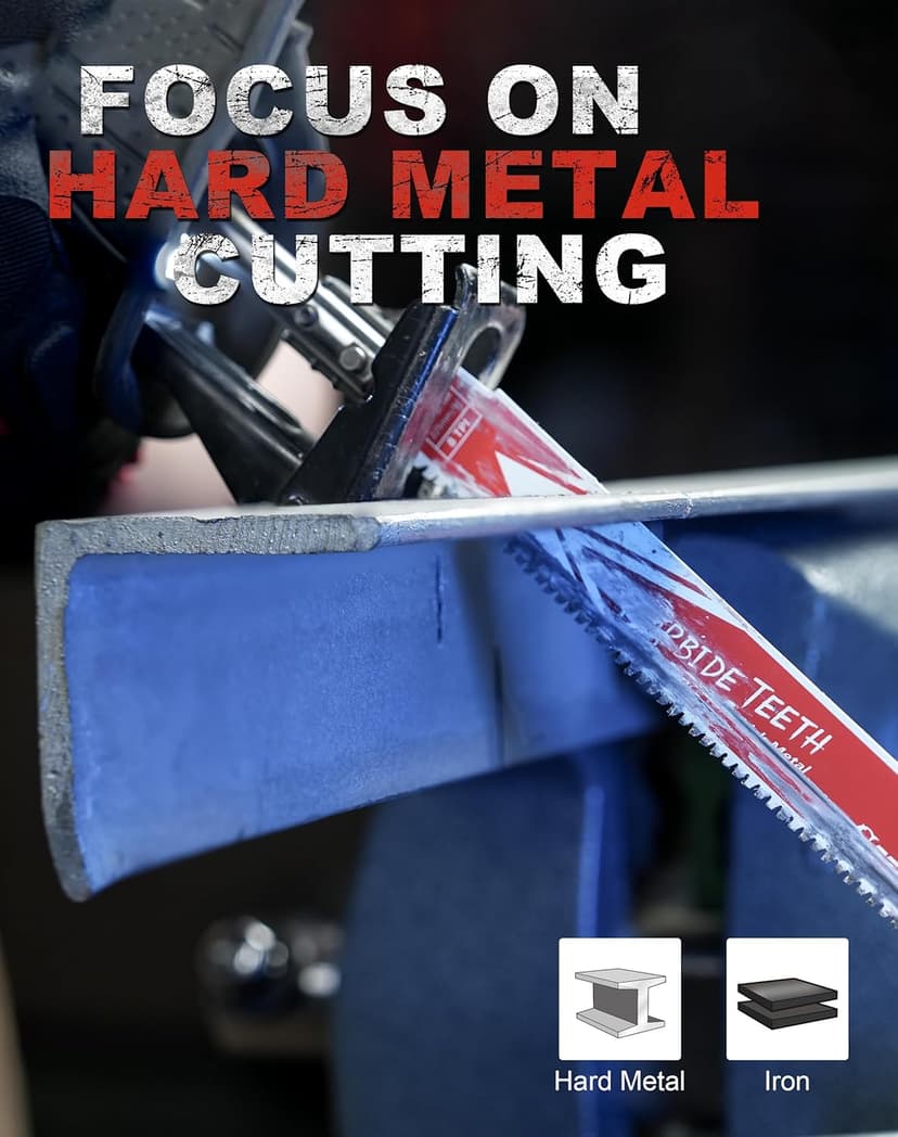 EZARC Carbide Reciprocating Saw Blade R978HM Endurance for Thick Metal, Cast Iron, Alloy Steel 9-Inch 8TPI, 3-Pack