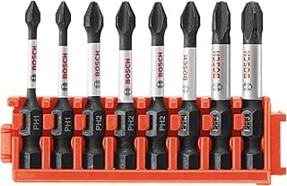 BOSCH CCSPHV208 8-Piece Assorted Set 2 In. Impact Tough Phillips Power Bits with Clip for Custom Case System