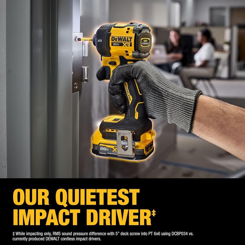 DEWALT 20V MAX XR 1/4 Inch Quiet Hydraulic Cordless Impact Driver Kit with POWERSTACK Battery and Charger (DCF870E1)