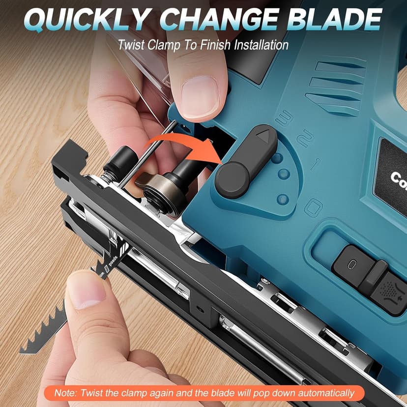 Cordless Jig Saw with 4000mAh Battery, Cordless Jigsaw Tool for Ma-kita 18V Battery, with 7 Blades, Dust Tube, 0°-45° Bevel Cuts & 4 Orbital Setting, LED Light, for Wood PVC Metal Cutting